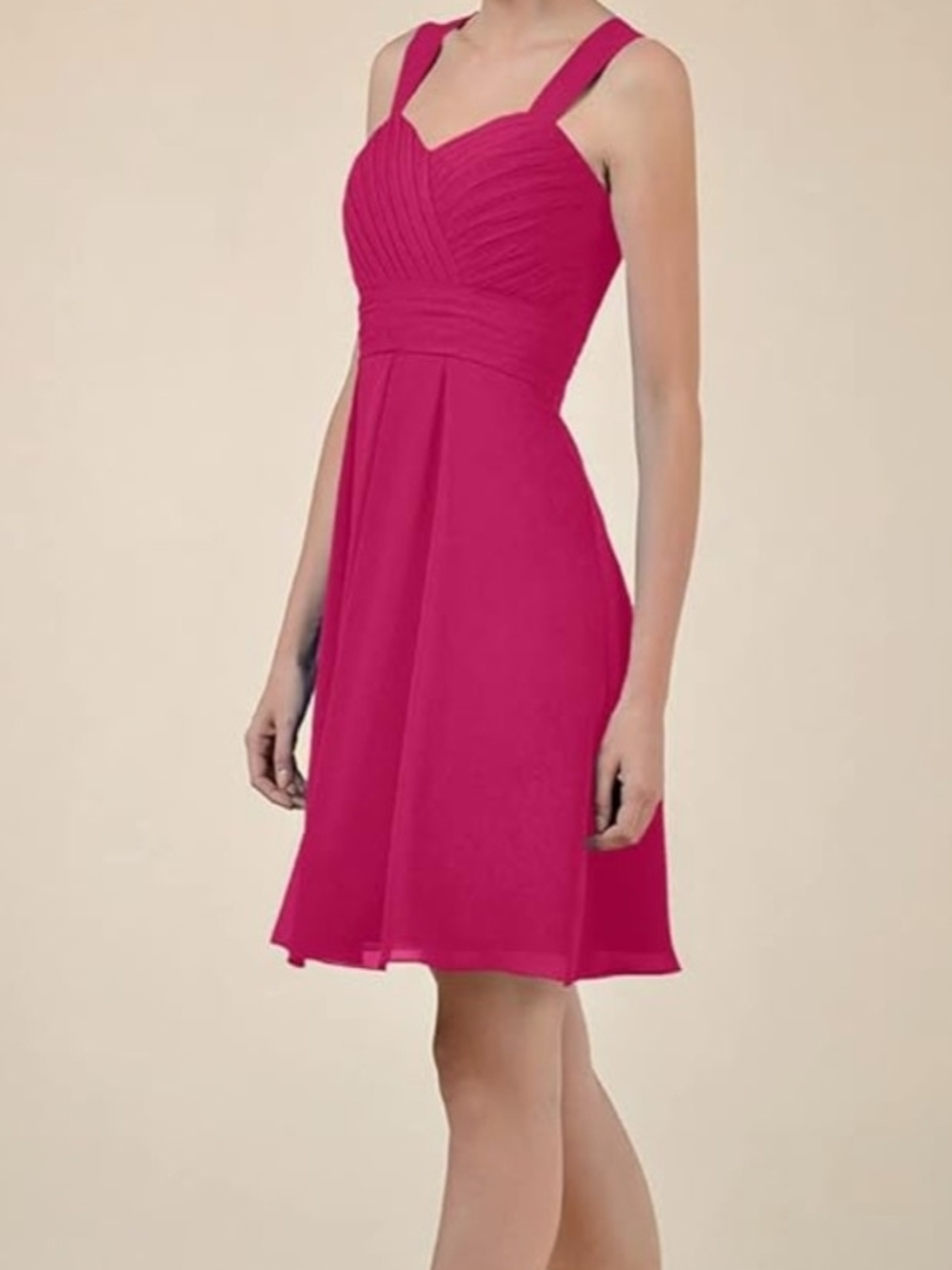 NWT Fuchsia Magenta Sleeveless A-Line Dress with Pleated Bodice Bridesmaid, 6